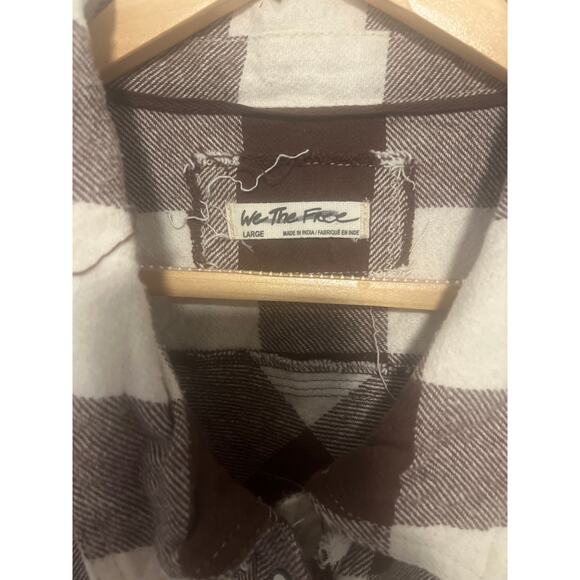 We the Free Plaid Shacket Brown and Cream Large - Picture 5 of 8